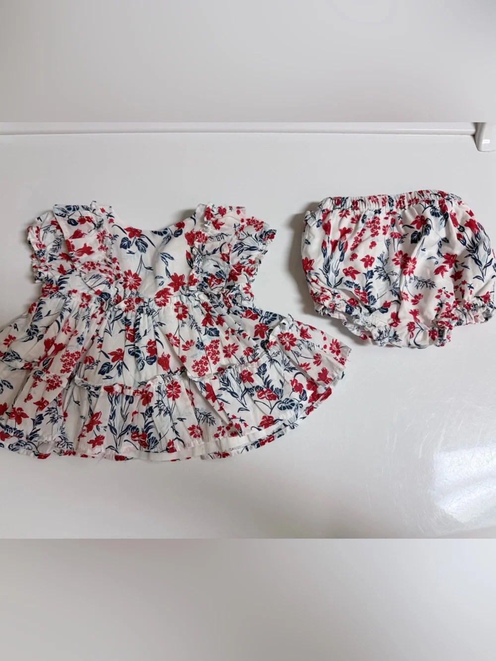 Janie and Jack Baby Red/white/blue ditsy floral set